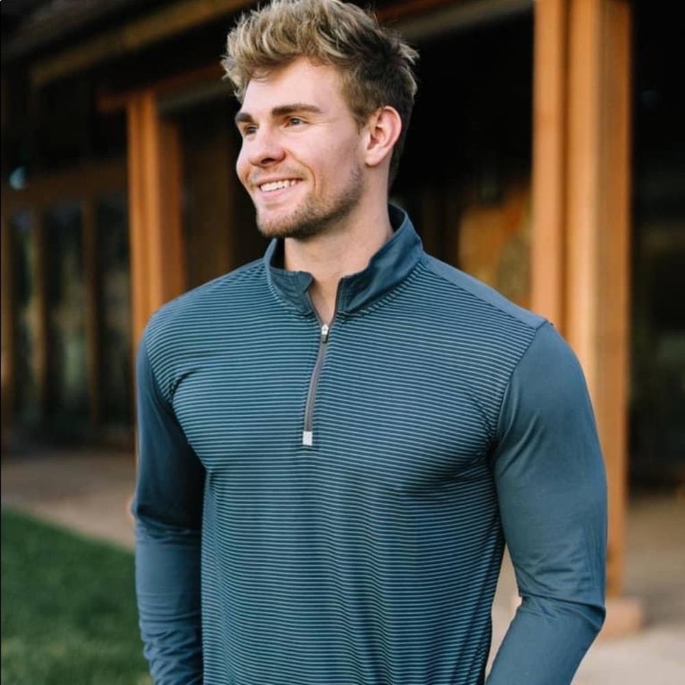 Men's Blue Striped Resort 1/4 Zip